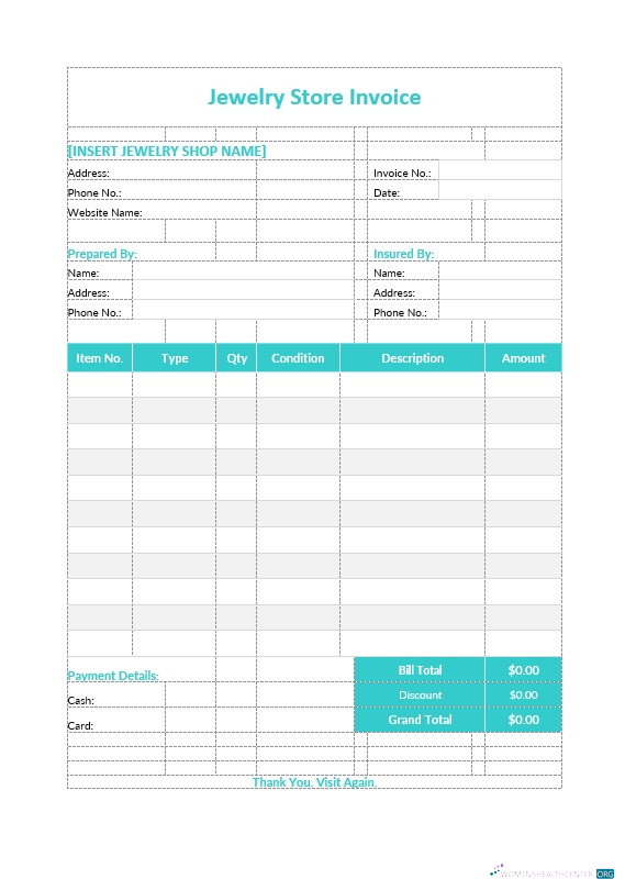 Download Jewelry Store Invoice Template Photoshop template